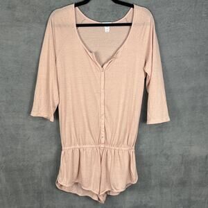Eberjey Pajamas Womens Medium Pink Romper One Piece Teddy Loungewear Comfort PJs